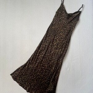 leopard print maxi slip dress zara 90s y2k model off duty effortless cool girl